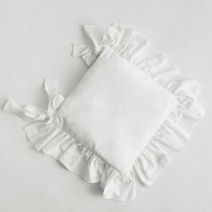 Charming Frilled Cotton Chair Cushion Cover for Elegant Dining Spaces