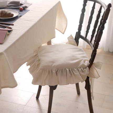Charming Frilled Cotton Chair Cushion Cover for Elegant Dining Spaces
