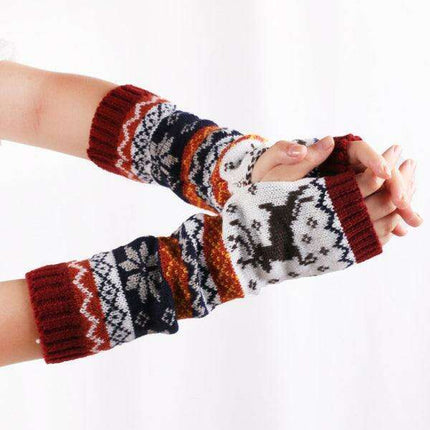Charming Knit Cartoon Holiday Gloves for Women - Très Elite- Très Elite