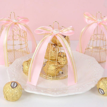 Charming Mini Gold Birdcage Treat Boxes - Perfect Favors for Elegant Celebrations - Très Elite