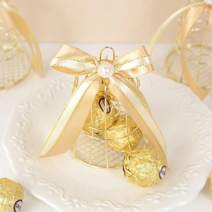 Charming Mini Gold Birdcage Treat Boxes - Perfect Favors for Elegant Celebrations - Très Elite
