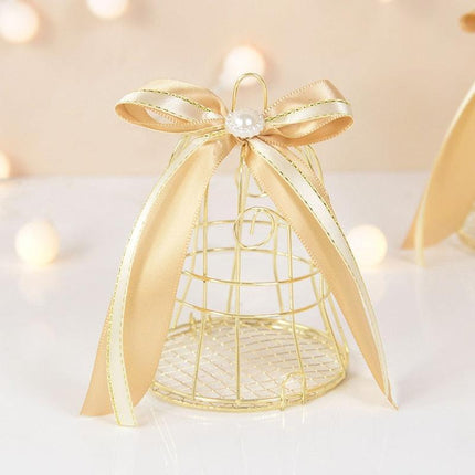 Charming Mini Gold Birdcage Treat Boxes - Perfect Favors for Elegant Celebrations - Très Elite