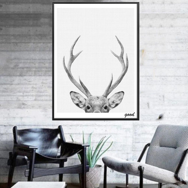 Charming Nordic Deer Canvas Art - Elevate Your Space with Whimsical Elegance