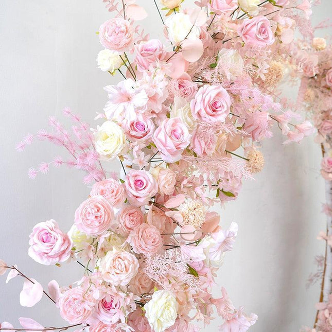 Charming Pink Floral Wedding Arch Set for Enchanting Decor Makeover
