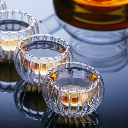 Charming Pumpkin Double Wall Shot Glass Set - 6 Piece Collection for Festive Gatherings! - Très Elite