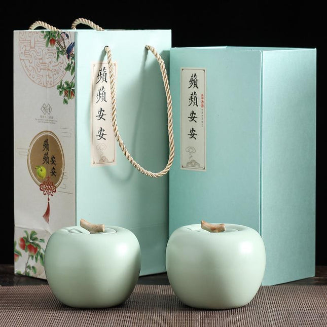Charming Red Apple Ceramic Kitchen Storage Jars