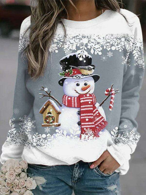 Charming Snowman-Print Women's Christmas T-Shirt Dress for Festive Fun