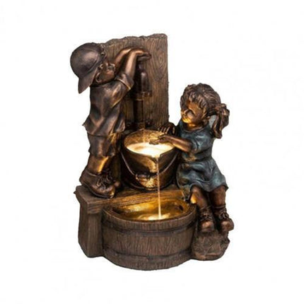 Charming Vintage Children’s Resin Fountain Sculpture for Outdoor Delight - Très Elite