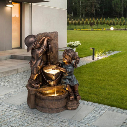 Charming Vintage Children’s Resin Fountain Sculpture for Outdoor Delight - Très Elite