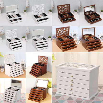 Charming Vintage Wooden Jewelry Chest with Mirror - A Touch of Elegance - Très Elite