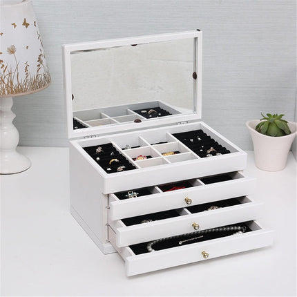 Charming Vintage Wooden Jewelry Chest with Mirror - A Touch of Elegance - Très Elite
