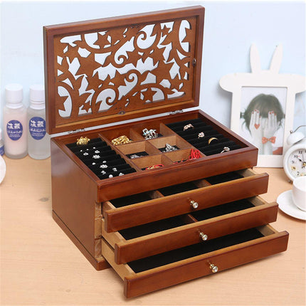 Charming Vintage Wooden Jewelry Chest with Mirror - A Touch of Elegance - Très Elite