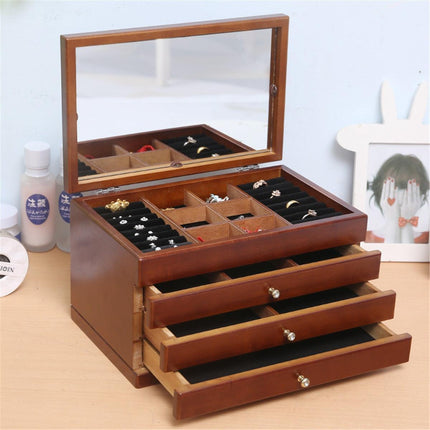 Charming Vintage Wooden Jewelry Chest with Mirror - A Touch of Elegance - Très Elite