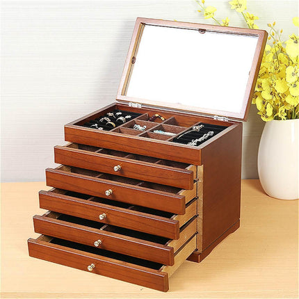 Charming Vintage Wooden Jewelry Chest with Mirror - A Touch of Elegance - Très Elite