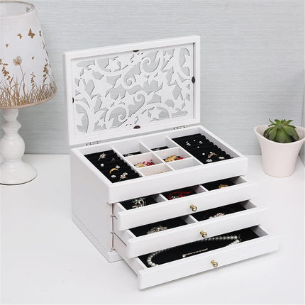 Charming Vintage Wooden Jewelry Chest with Mirror - A Touch of Elegance - Très Elite