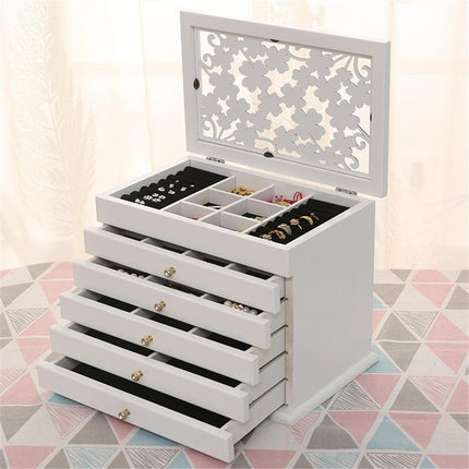 Charming Vintage Wooden Jewelry Chest with Mirror - A Touch of Elegance - Très Elite