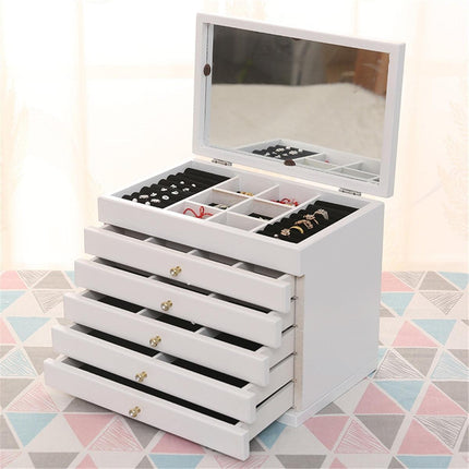 Charming Vintage Wooden Jewelry Chest with Mirror - A Touch of Elegance- Très Elite- Très Elite