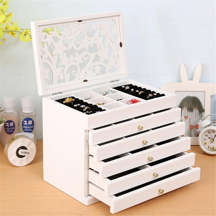 Charming Vintage Wooden Jewelry Chest with Mirror - A Touch of Elegance - Très Elite