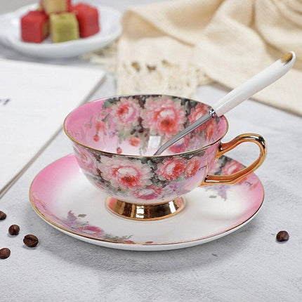 Charming YeFine Bone China Tea Cup & Saucer Set - Whimsical On-Glazed Design - Très Elite