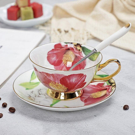 Charming YeFine Bone China Tea Cup & Saucer Set - Whimsical On-Glazed Design - Très Elite