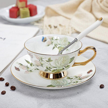 Charming YeFine Bone China Tea Cup & Saucer Set - Whimsical On-Glazed Design - Très Elite