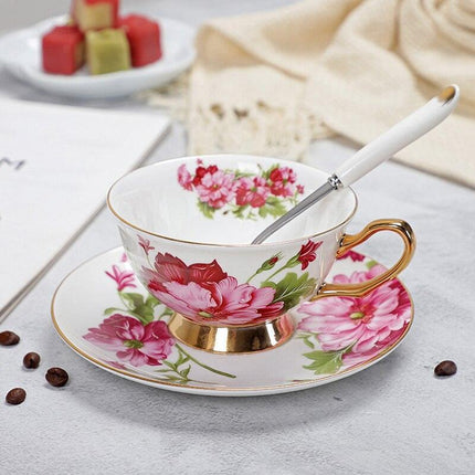 Charming YeFine Bone China Tea Cup & Saucer Set - Whimsical On-Glazed Design - Très Elite
