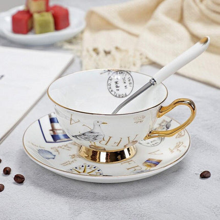 Charming YeFine Bone China Tea Cup & Saucer Set - Whimsical On-Glazed Design - Très Elite