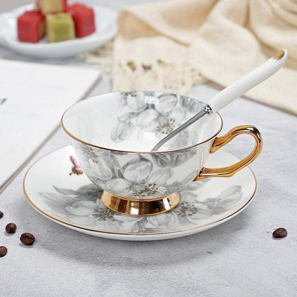 Charming YeFine Bone China Tea Cup & Saucer Set - Whimsical On-Glazed Design - Très Elite