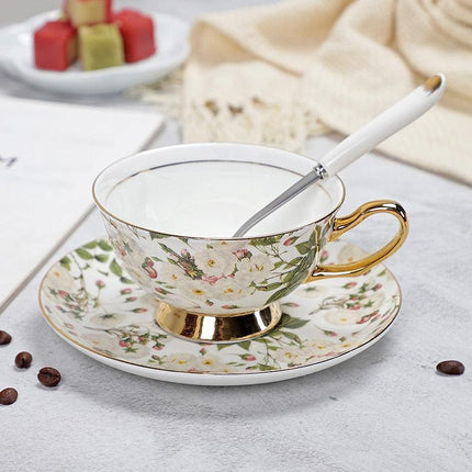 Charming YeFine Bone China Tea Cup & Saucer Set - Whimsical On-Glazed Design - Très Elite