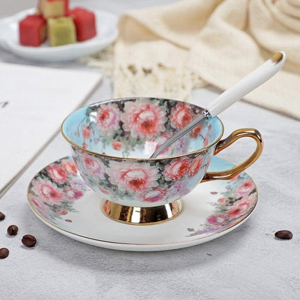 Charming YeFine Bone China Tea Cup & Saucer Set - Whimsical On-Glazed Design - Très Elite