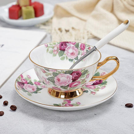 Charming YeFine Bone China Tea Cup & Saucer Set - Whimsical On-Glazed Design - Très Elite