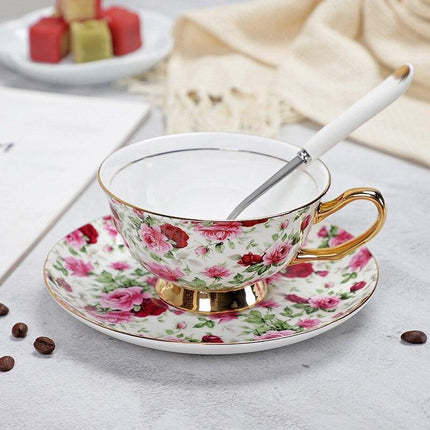 Charming YeFine Bone China Tea Cup & Saucer Set - Whimsical On-Glazed Design - Très Elite