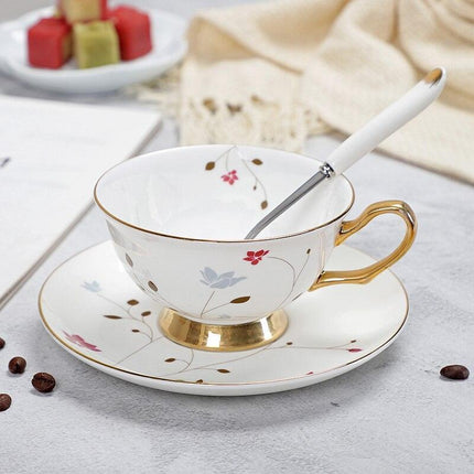 Charming YeFine Bone China Tea Cup & Saucer Set - Whimsical On-Glazed Design - Très Elite