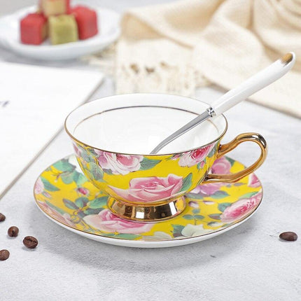 Charming YeFine Bone China Tea Cup & Saucer Set - Whimsical On-Glazed Design - Très Elite
