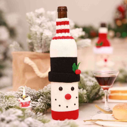 Cheerful Christmas Wine Bottle Sweater: High-Quality Polyester Cover for Holiday Spirit