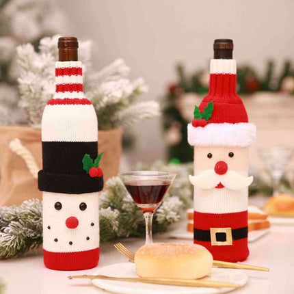 Cheerful Christmas Wine Bottle Sweater: High-Quality Polyester Cover for Holiday Spirit - Très Elite