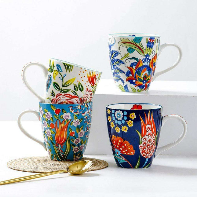 Cheerful Floral Cartoon Ceramic Mug - Elevate Your Daily Sips