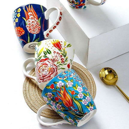Cheerful Floral Cartoon Ceramic Mug - Elevate Your Daily Sips - Très Elite