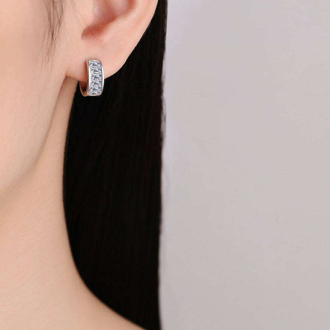 Chic 1.8 Carat Lab-Diamond Silver Huggie Earrings - An Essence of Elegance