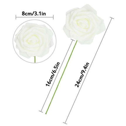 Chic 25-Piece Gray Foam Rose Arrangement - Lifelike and Effortless Decor - Très Elite