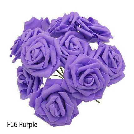 Chic 25-Piece Gray Foam Rose Arrangement - Lifelike and Effortless Decor - Très Elite