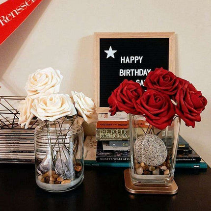 Chic 25-Piece Gray Foam Rose Arrangement - Lifelike and Effortless Decor - Très Elite