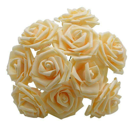 Chic 25-Piece Gray Foam Rose Arrangement - Lifelike and Effortless Decor - Très Elite
