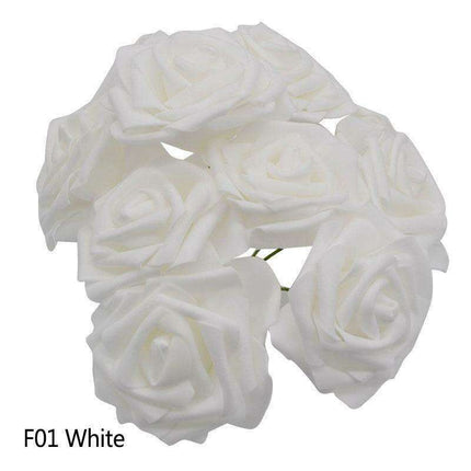 Chic 25-Piece Gray Foam Rose Arrangement - Lifelike and Effortless Decor - Très Elite