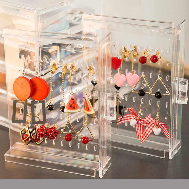 Chic Acrylic Jewelry Storage Box with Drawer Compartments and Earring Holder Display