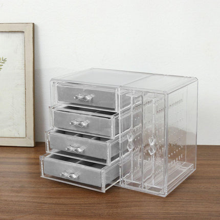 Chic Acrylic Jewelry Storage Box with Drawer Compartments and Earring Holder Display - Très Elite