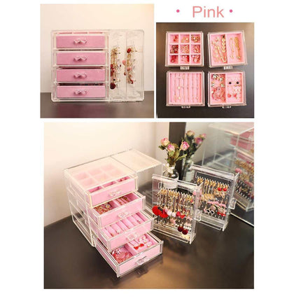 Chic Acrylic Jewelry Storage Box with Drawer Compartments and Earring Holder Display - Très Elite