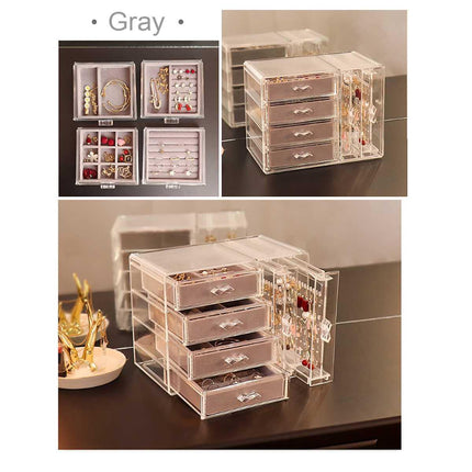 Chic Acrylic Jewelry Storage Box with Drawer Compartments and Earring Holder Display - Très Elite
