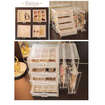 Chic Acrylic Jewelry Storage Box with Drawer Compartments and Earring Holder Display - Très Elite
