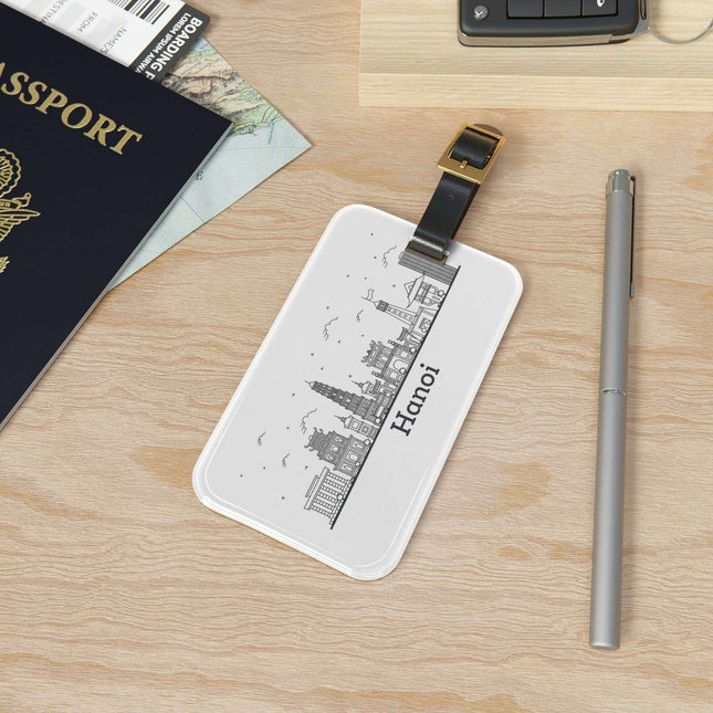 Chic Acrylic Luggage Tag Set with Luxurious Leather Strap – Elevate Your Travel Essentials